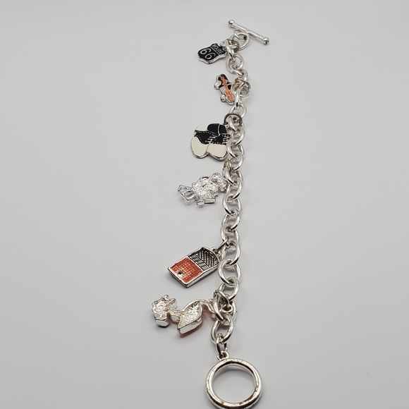 Silver Tone Charm Bracelet Six Charms Route 66 Rock and Roll - Picture 5 of 7